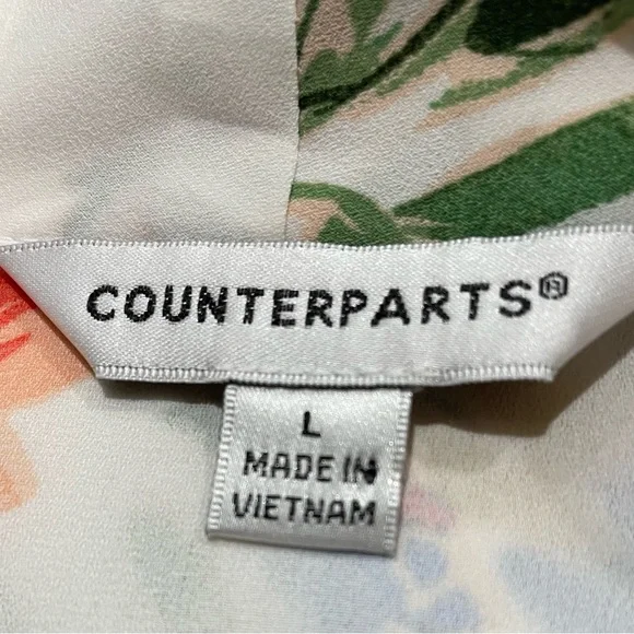Counterparts Sheer Floral Blouse w/ Flutter Sleeves Womens Size Large Feminine - Picture 5 of 5